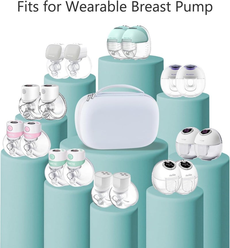 Fellibay Wearable Breast Pump Case, Hard Shell Breast Pump Bag with Removable Tray, Watertight Breast Pump Storage Bag Compatible with Most of Wearable Breast Pumps, Holds 2 Pumps - Image 2